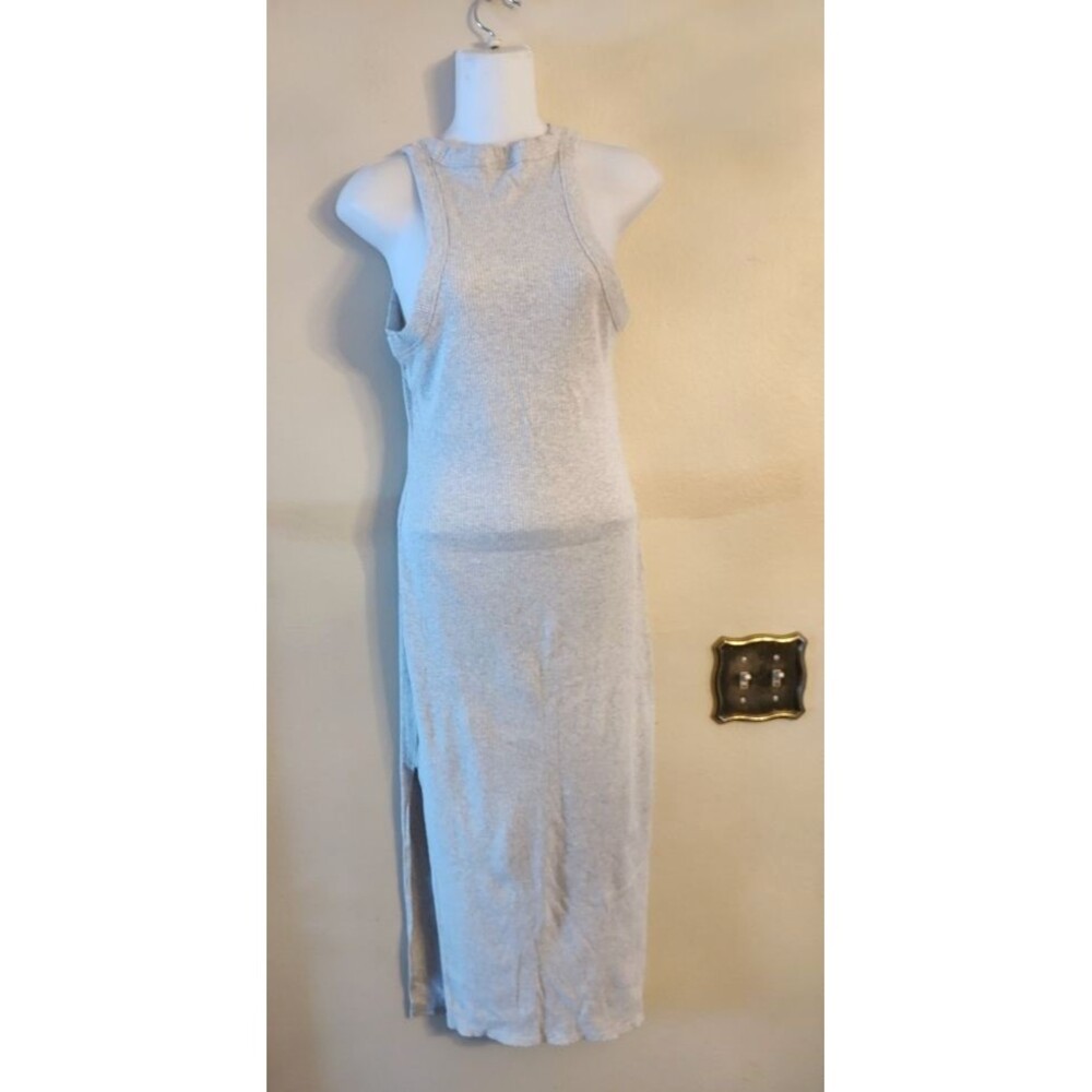 Womens Victoria's Secret Pink Grey Rib Midi Dress Size L Pit to pit 15.5"